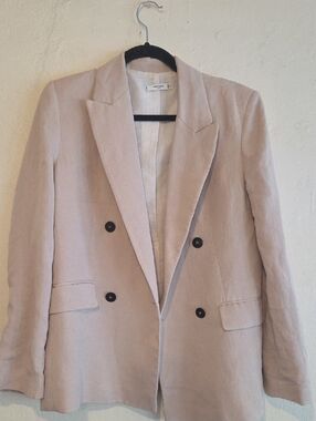 Mango Double-Breasted Beige Blazer